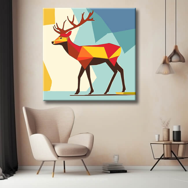 Malen nach Zahlen Polygon Rothirsch Kunst