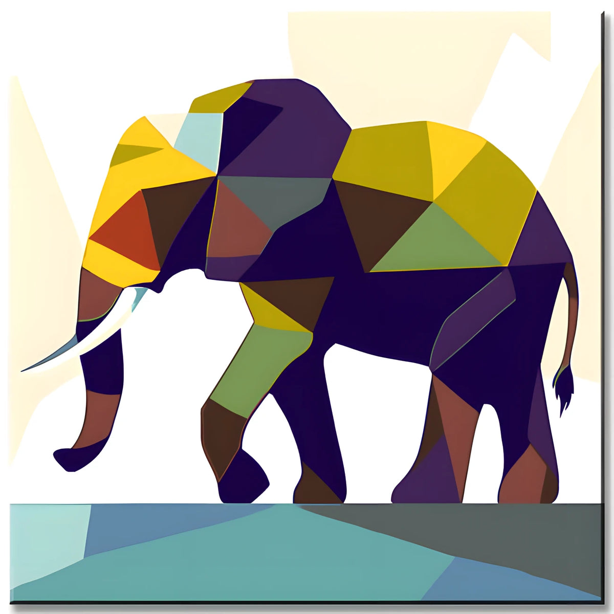 Malen nach Zahlen Polygon Elefant Kunst
