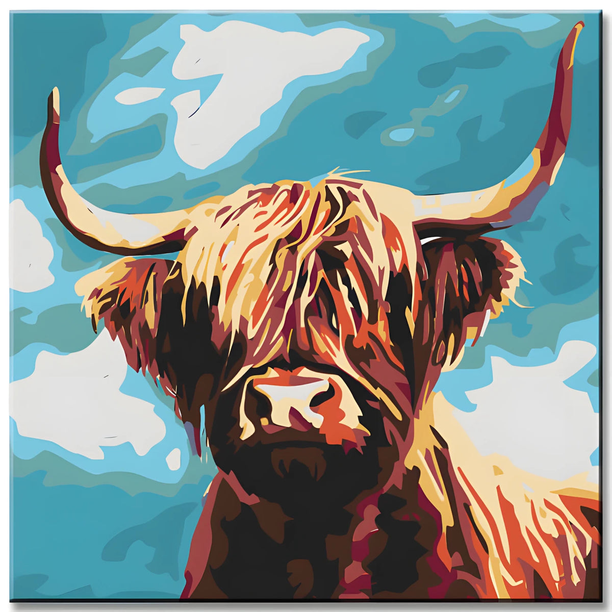 Malen nach Zahlen Highland Hochland Rind Portraitbild