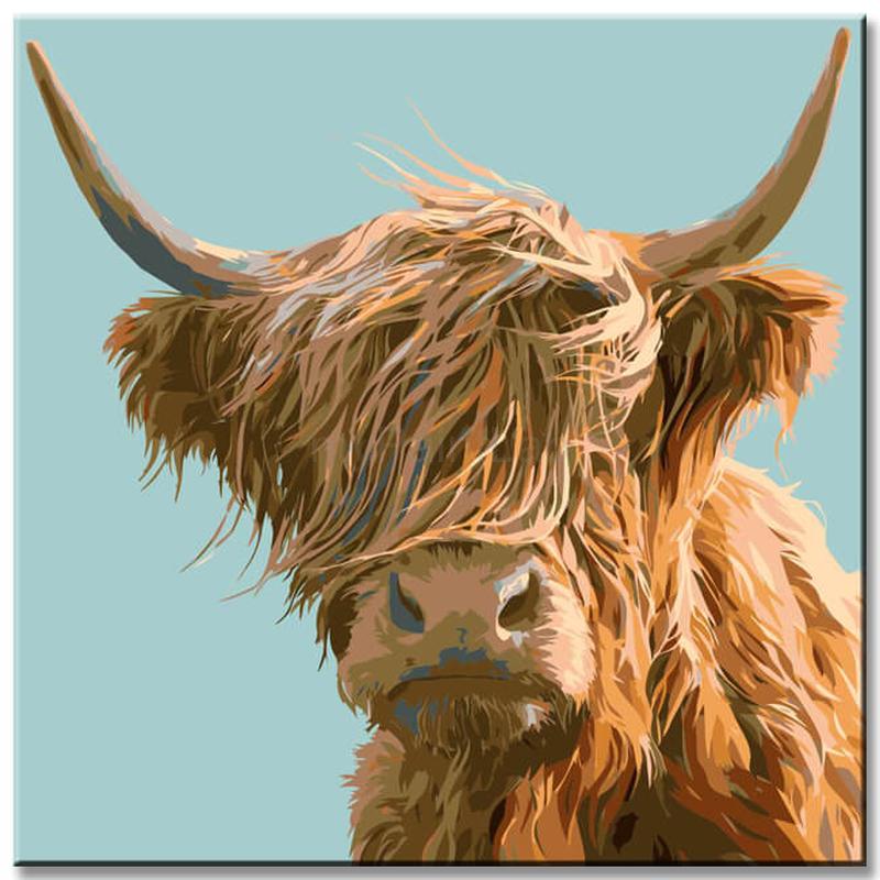 Malen nach Zahlen Highland Hochland Rind im Wind