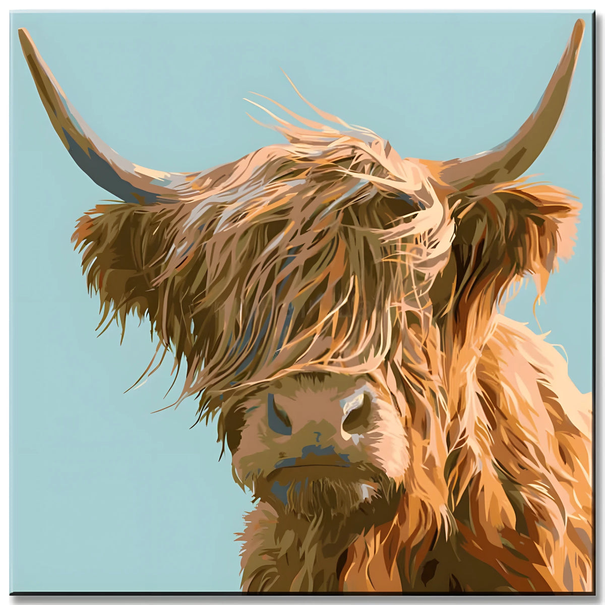 Malen nach Zahlen Highland Hochland Rind im Wind
