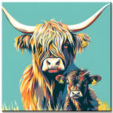 Malen nach Zahlen Highland Hochland Rind Mutter und Baby
