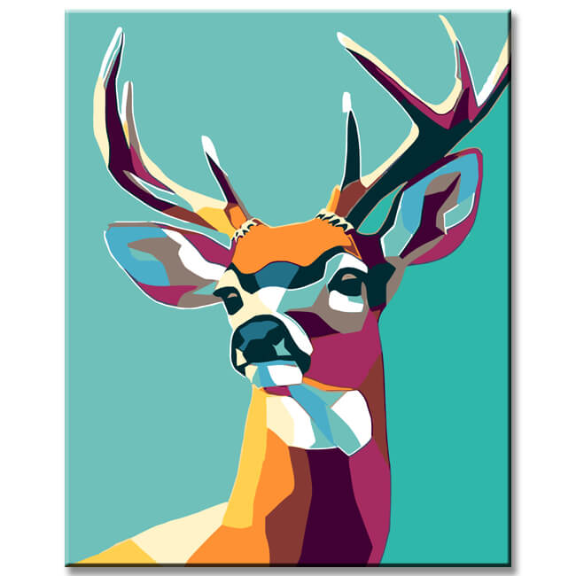 Malen nach Zahlen Polygon Art Bunter Hirsch