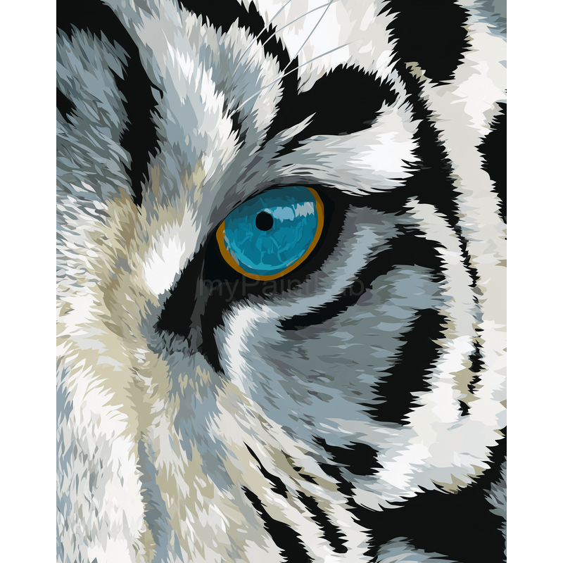 Malen nach Zahlen Weißer Tiger mit blauem Auge