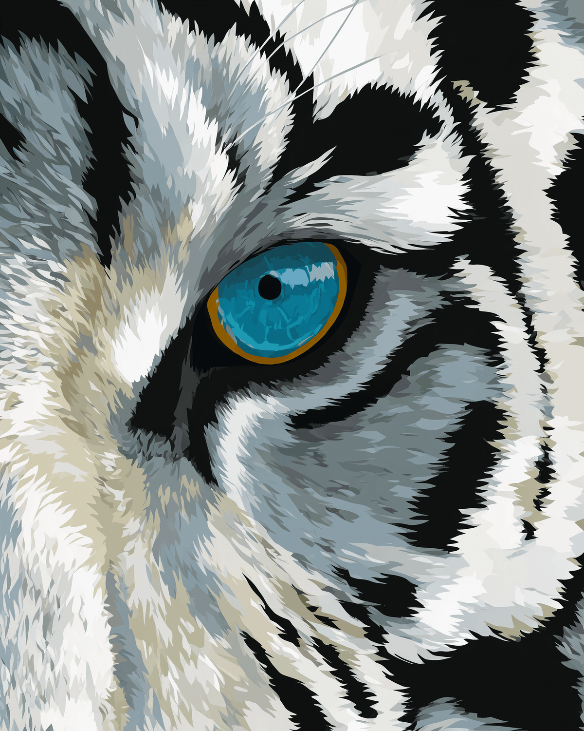 Malen nach Zahlen Weißer Tiger mit blauem Auge