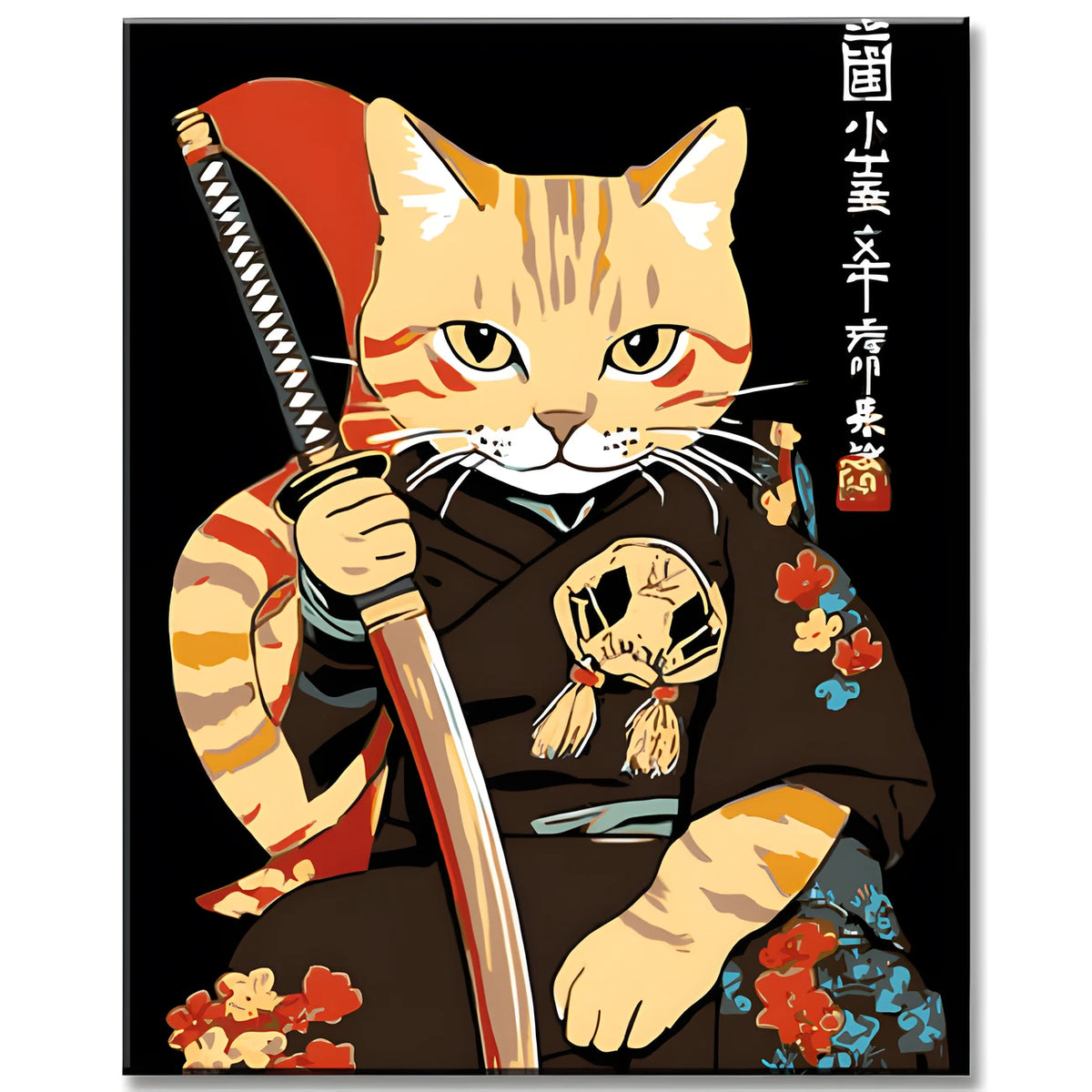 Malen nach Zahlen Asia Kunst Katzen Samurai