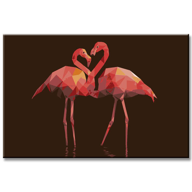 Malen nach Zahlen Polygon Art Flamingo