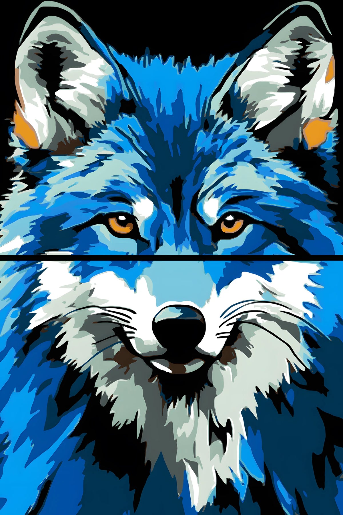 Malen nach Zahlen Blauer Fuchs Tier Kunst 2-teilig
