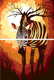 Malen nach Zahlen Grafik Tier Kunst Zebra 2-teilig