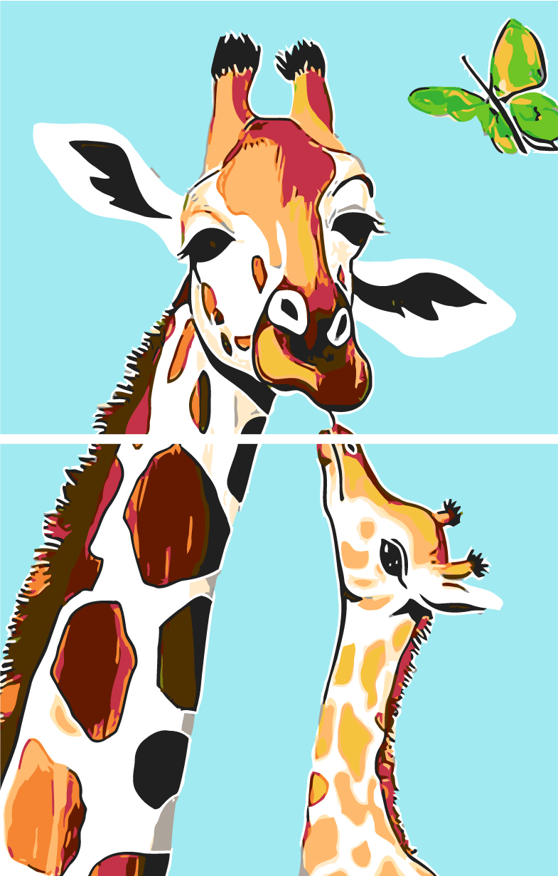 Malen nach Zahlen Giraffe mit gebogenem Hals 2-teilig