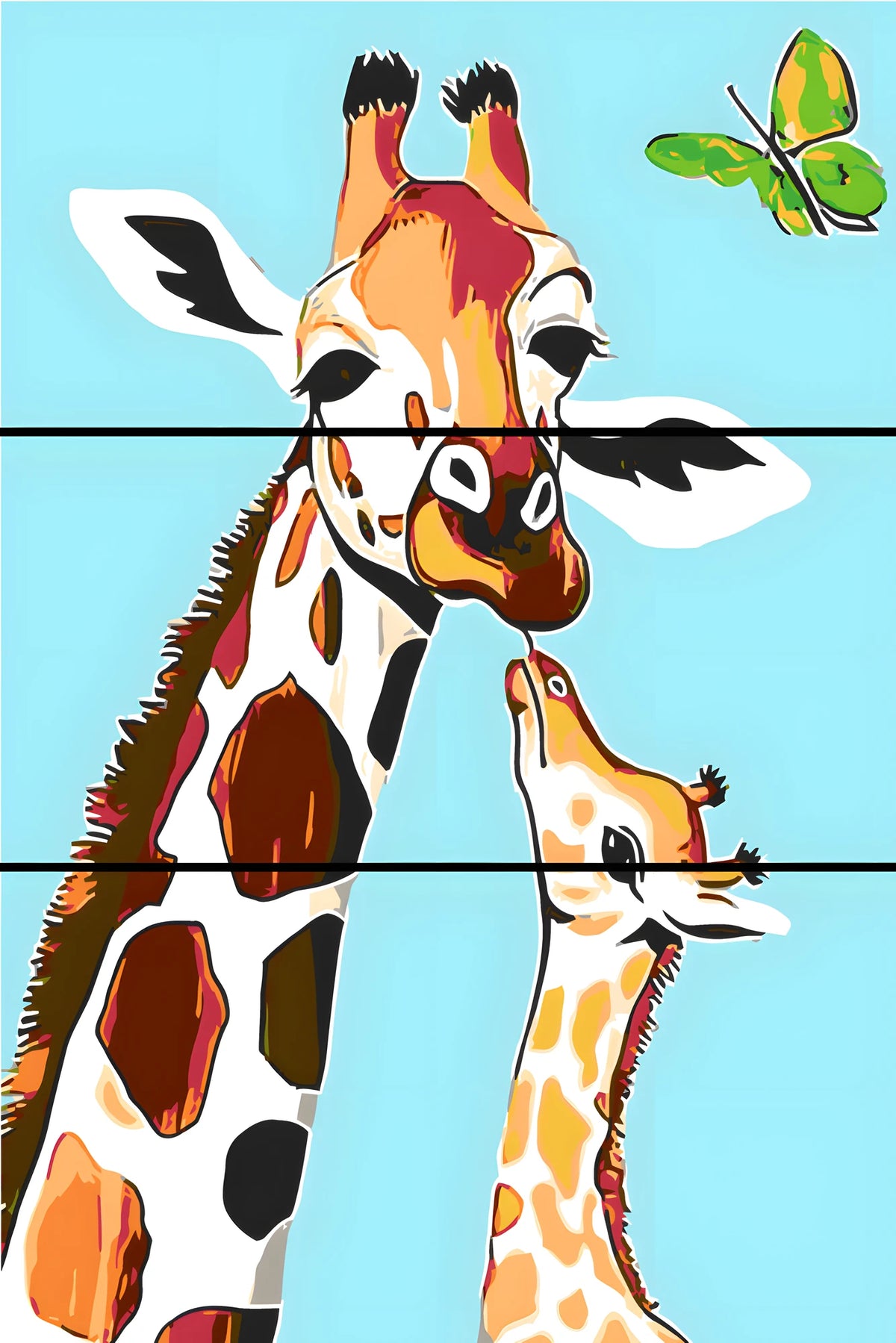 Malen nach Zahlen Giraffe mit gebogenem Hals 3-teilig