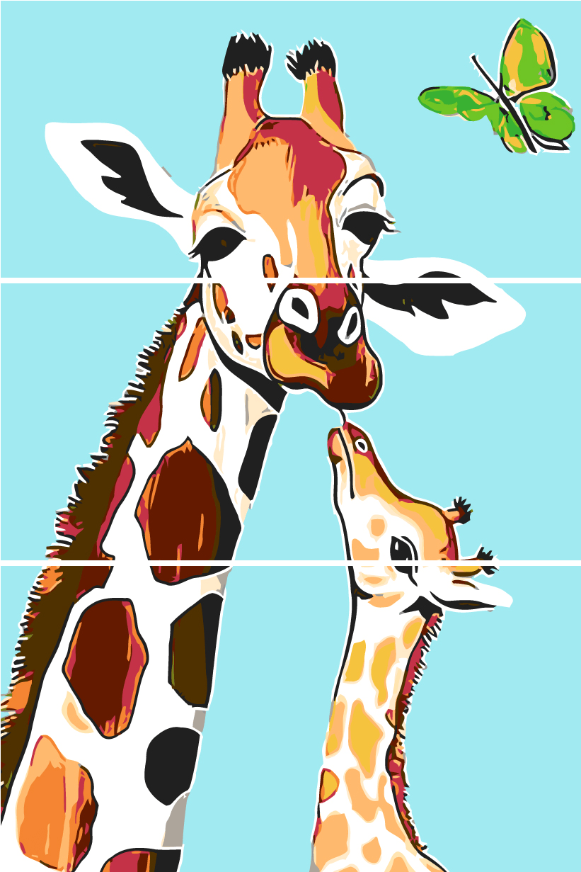 Malen nach Zahlen Giraffe mit gebogenem Hals 3-teilig