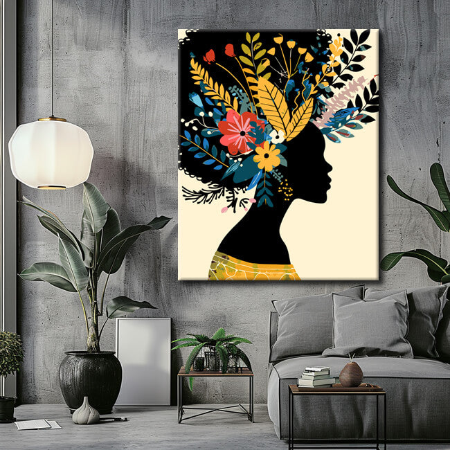 Malen nach Zahlen Afro-Frau in Gelb