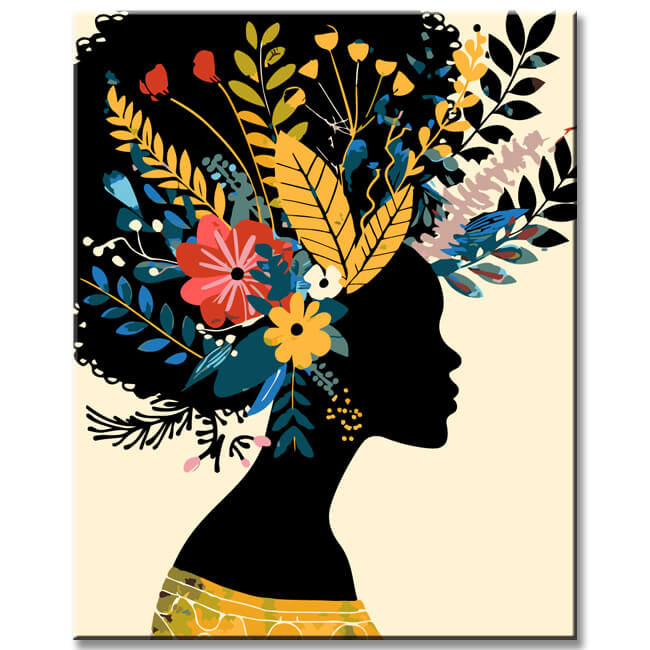 Malen nach Zahlen Afro-Frau in Gelb