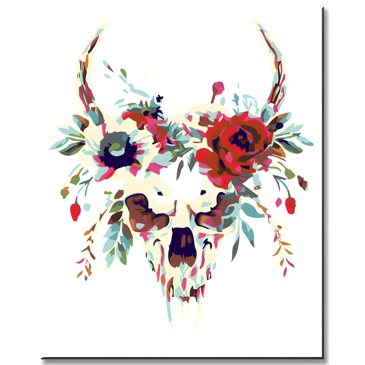 Malen nach Zahlen Totenkopf mit Blumenschmuck
