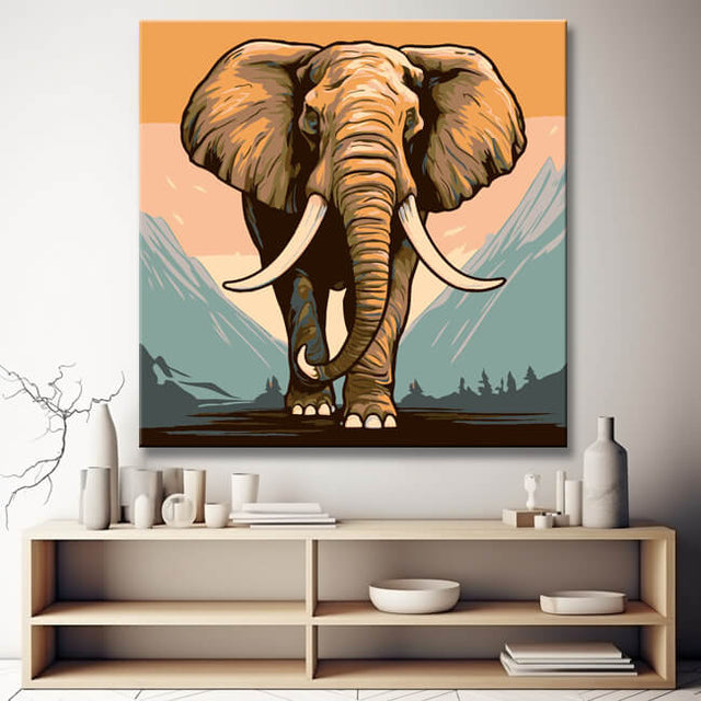 Malen Nach Zahlen Set Yeesam Art – Farbenfroher Löwe & Elefant, 40,6 X 50,8 Cm, Mit Pinseln, Acrylfarben & Rahmen