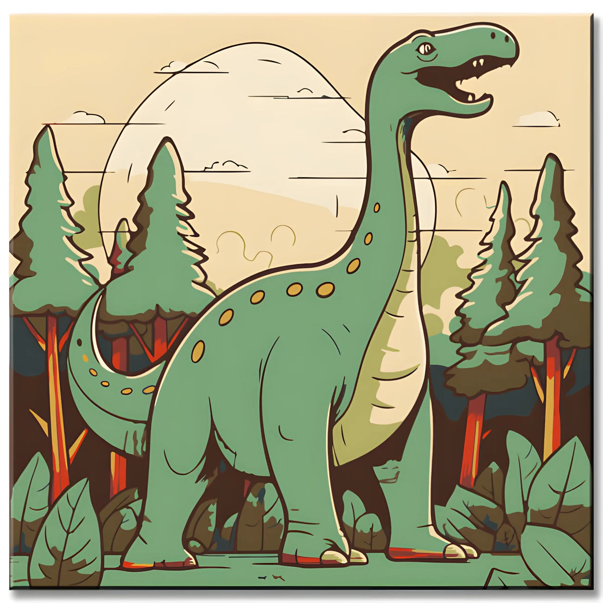 Dino im Wald - Malen nach Zahlen