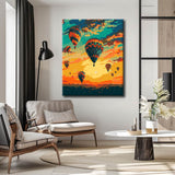 Malen nach Zahlen Ballons am Abendhimmel