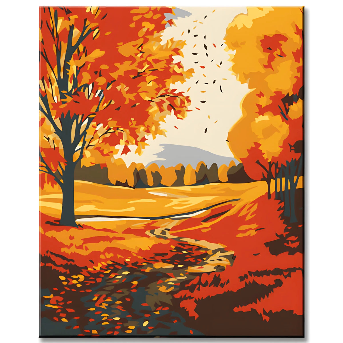 Malen nach Zahlen Herbstlandschaft mit bunten Blättern