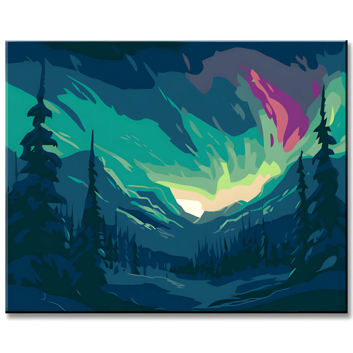 Malen nach Zahlen Aurora Bergpanorama