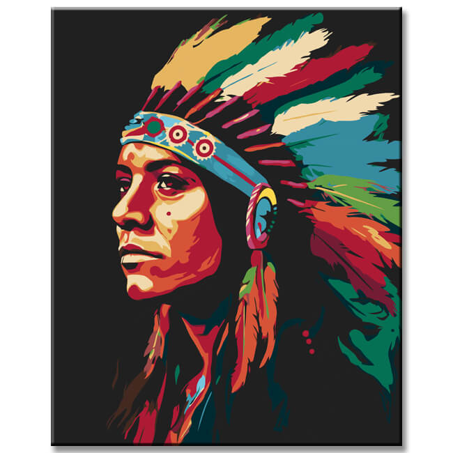 Porträt Stamm Ureinwohner Amerika - Malen nach Zahlen