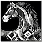 Elegante Schwarz-Weiß-Grafik - Malen nach Zahlen Pferd
