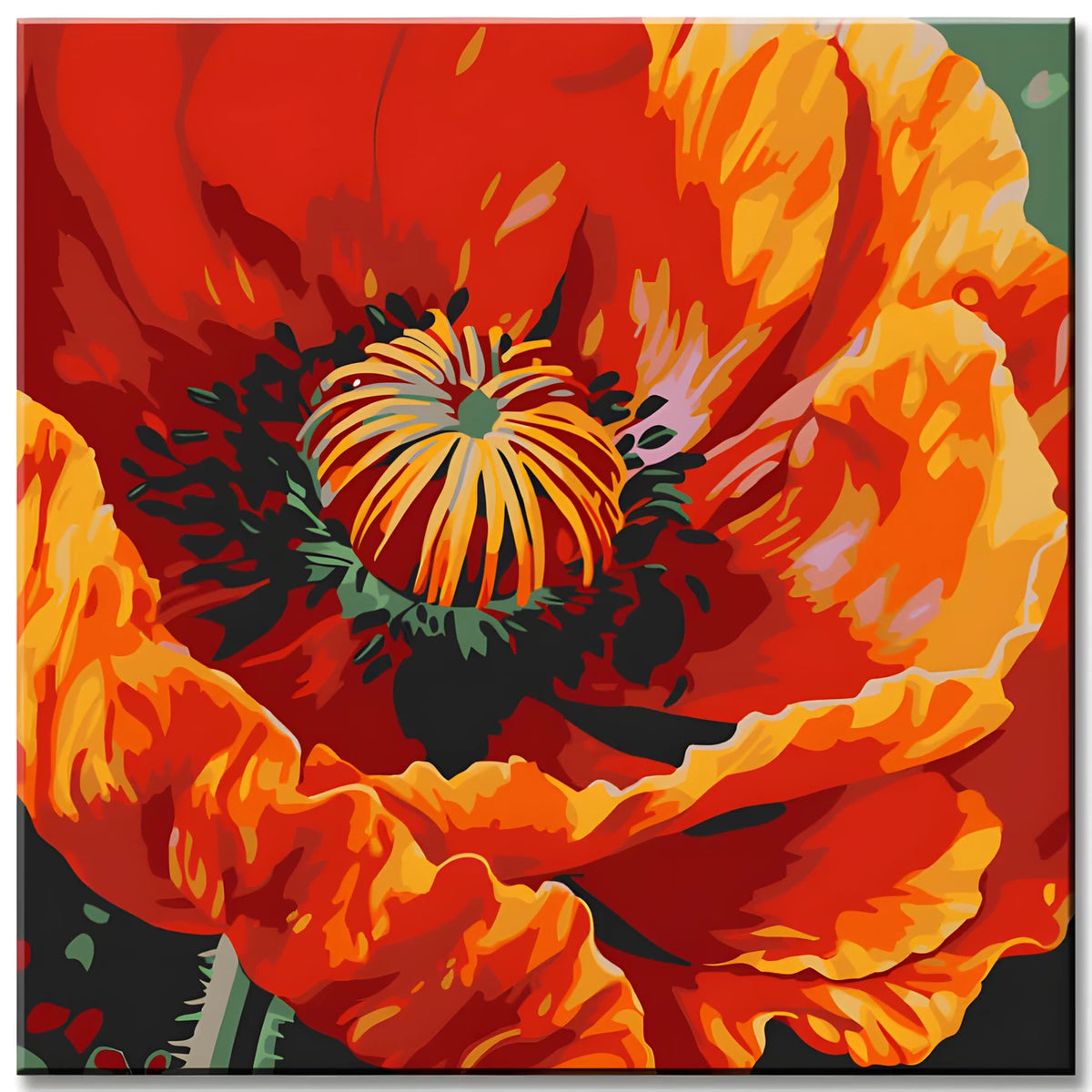 Mohnblüte Kunst Malen nach Zahlen