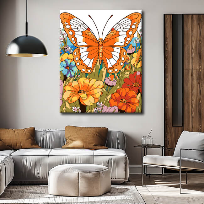 Malen nach Zahlen Schmetterling Orange