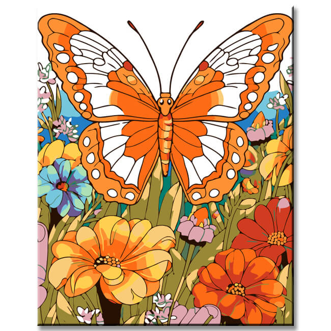 Malen nach Zahlen Schmetterling Orange