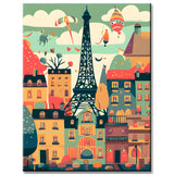 Malen nach Zahlen Illustration Paris Eiffel Turm