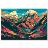 Malen nach Zahlen Farbenfrohe Illustration Berglandschaft