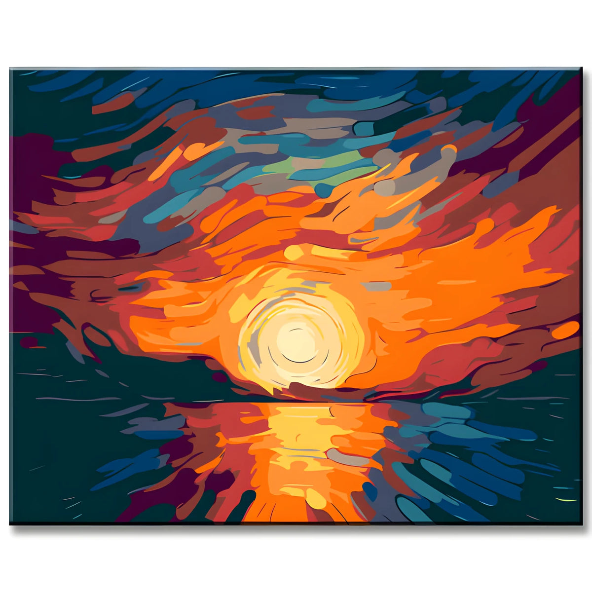 Farbenfrohe Illustration Sonnenuntergang im Himmel Malen nach Zahlen