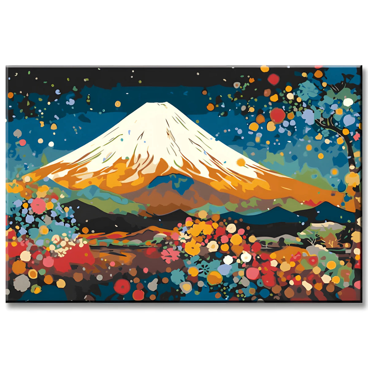 Malen nach Zahlen Mount Fuji Japan mit bunten Kreisen