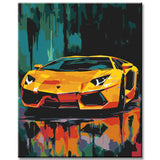 Exklusive Pop-Art LeinwandKunst  Ausdrucksstarke Automobil-WandBilder, 4-teilig