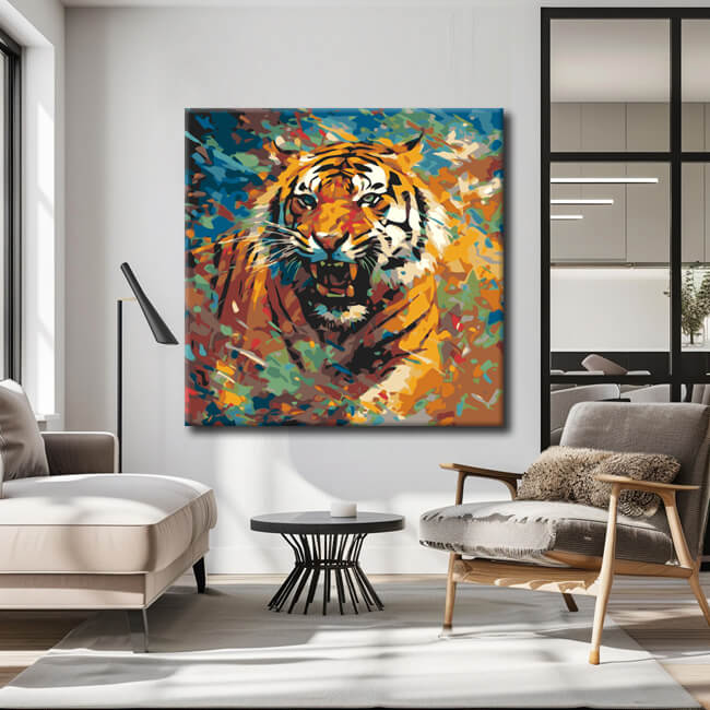 Malen nach Zahlen Fauchender Tiger