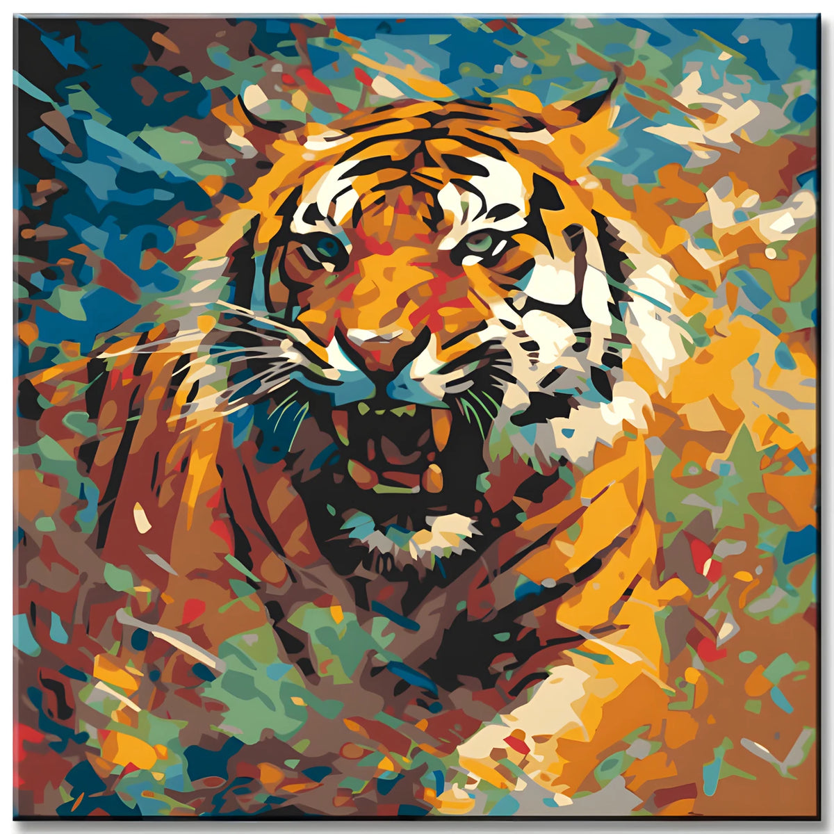 Malen nach Zahlen Fauchender Tiger