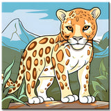 Junger Leopard auf Entdeckungstour  - Malen nach Zahlen