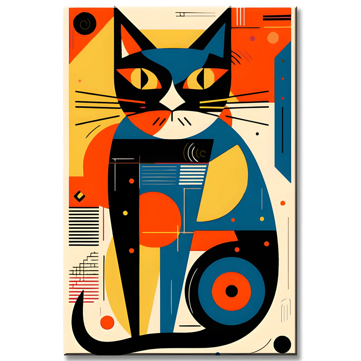 Kandinsky-inspirierte Katzengesicht - Malen nach Zahlen
