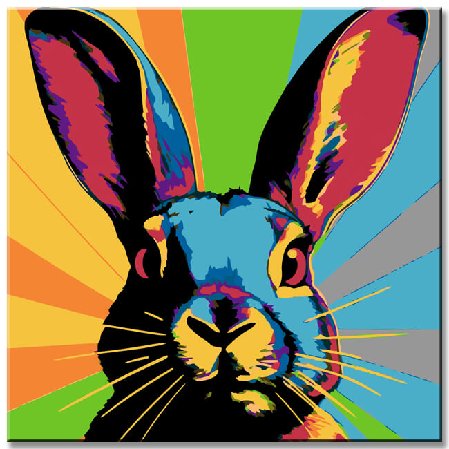 Hasengesicht im Pop-Art-Stil - Malen nach Zahlen