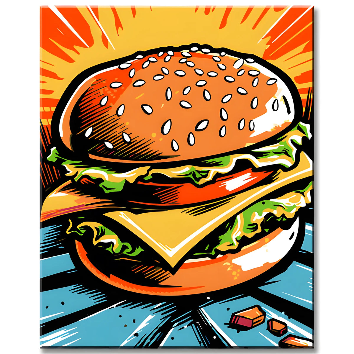 Hamburger - Malen nach Zahlen PopArt Stil