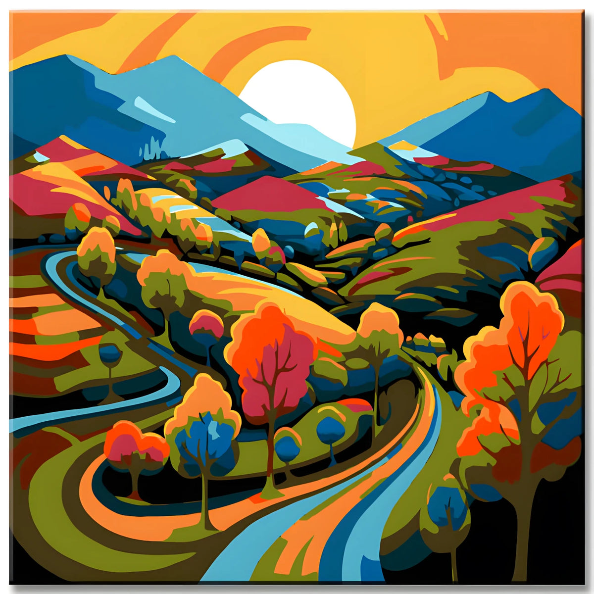 Landschaft in den Bergen Malen nach Zahlen