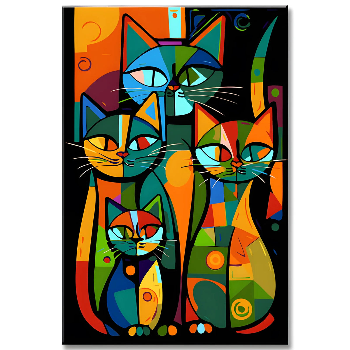 Malen nach Zahlen: Katzenfamilie im Picasso-Stil