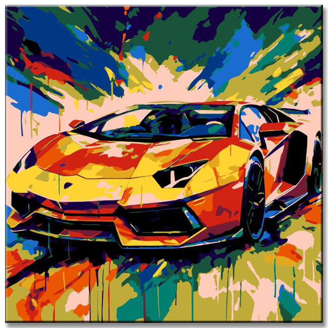LeinwandKunst im Pop-Art-Stil  Lebendige Speed Darstellungen als Bilderwand, 4-teilig