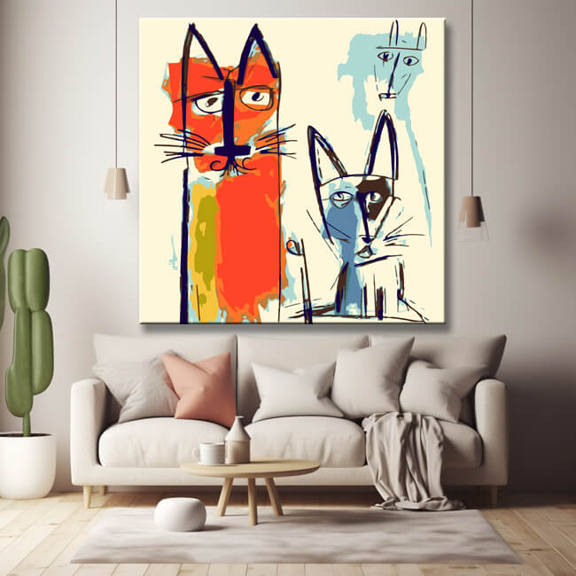 Picasso-Inspiriert Hund- und Katze Skizzen - Malen nach Zahlen