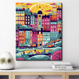 Malen nach Zahlen für Kinder: Stadt in Farbe