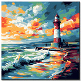 Leuchtturm am Meer Malen nach Zahlen