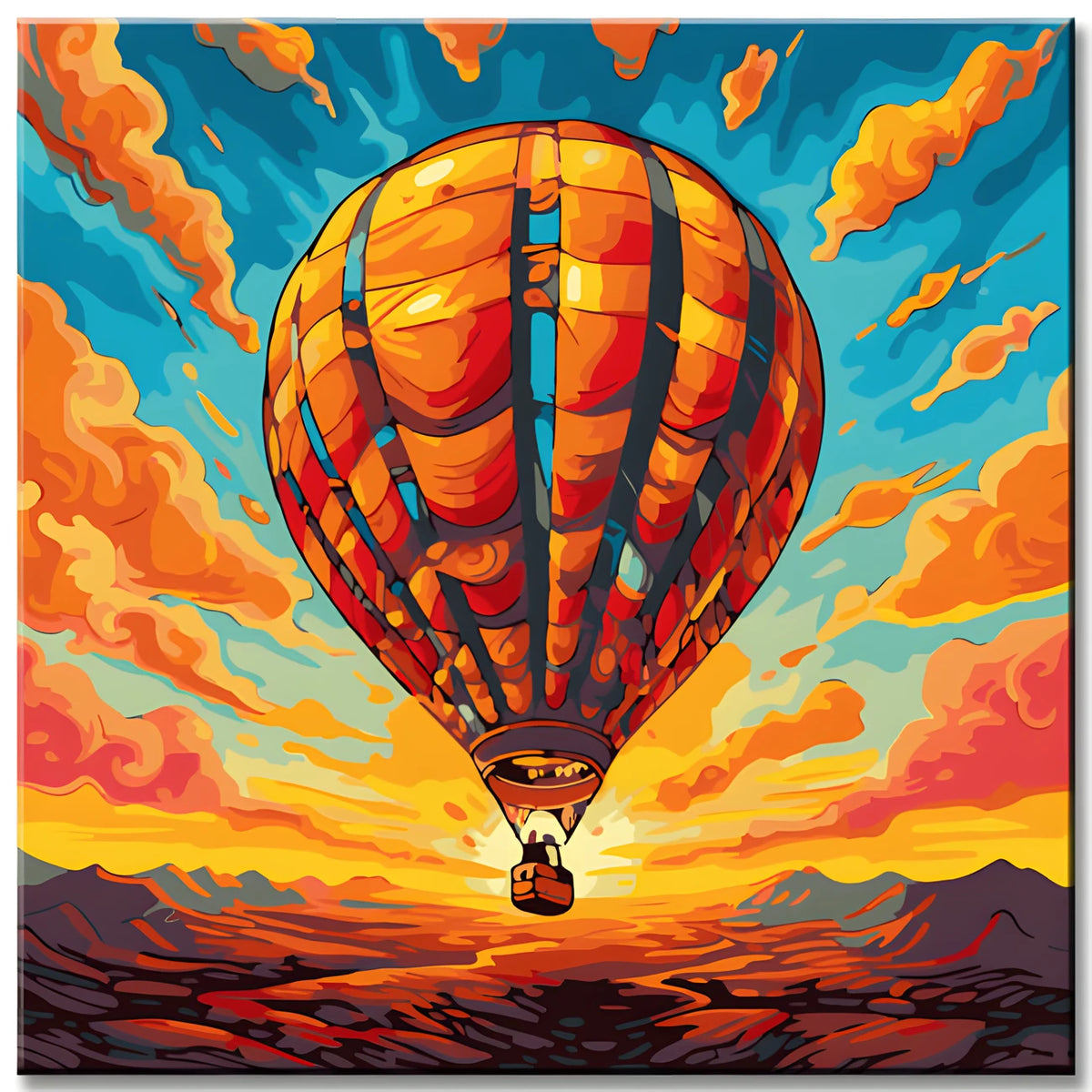 Ballon im Sonnenuntergang Malen nach Zahlen