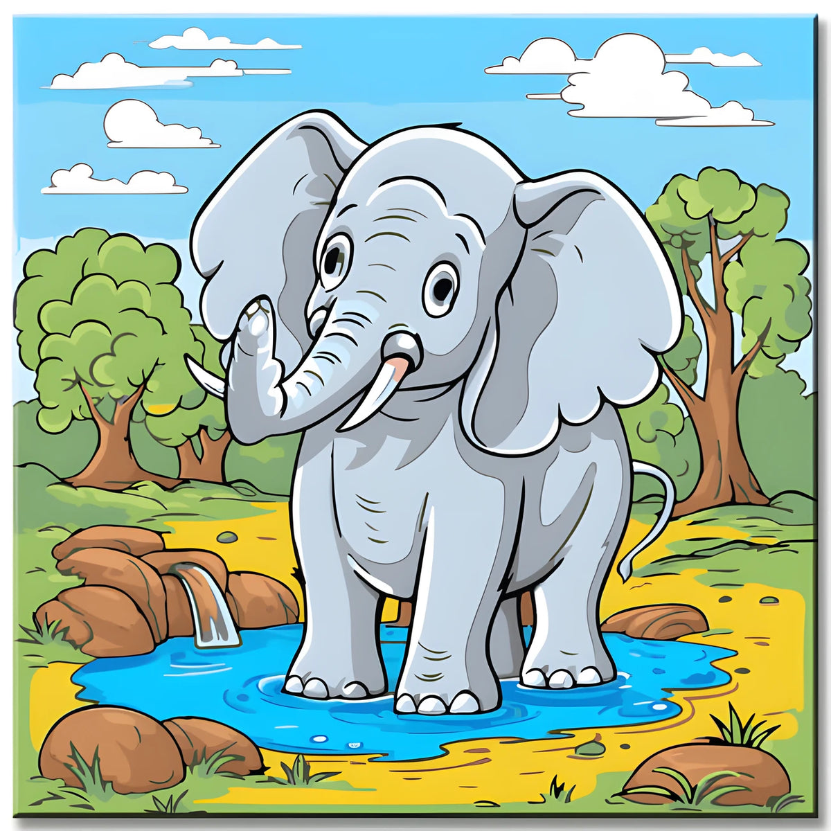 Elefant Kindermotiv Malen nach Zahlen