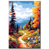 Wanderweg Wald Landschaft Malen nach Zahlen