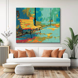 Malen nach Zahlen Bilder Bank im Regen